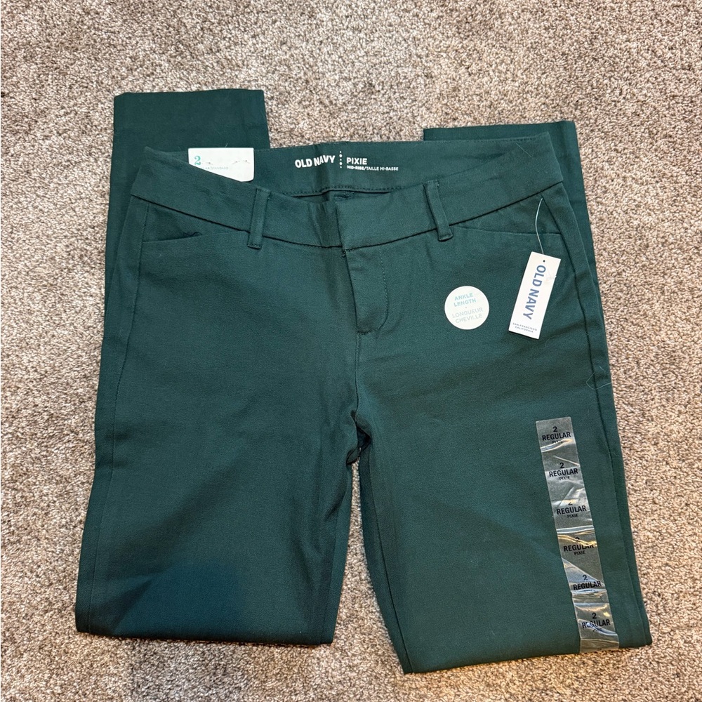 Old Navy Women's Dark Green Mid‎ Rise Ankle length pants